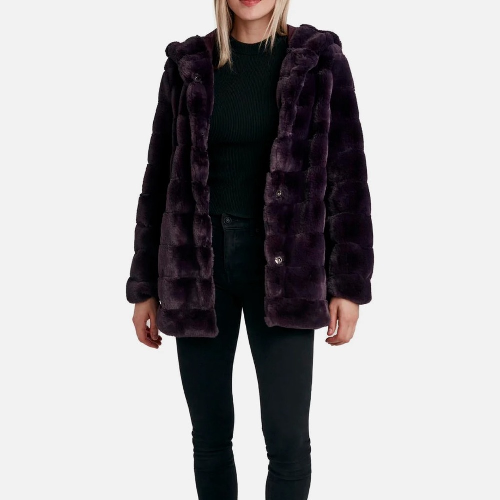 NWT Laundry By Shelli Segal Faux Far Hooded Faux Far Overcoat Size Small